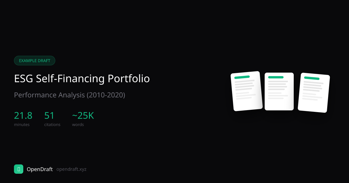 Example Draft: ESG Self-Financing Portfolio Performance Analysis (2010 ...
